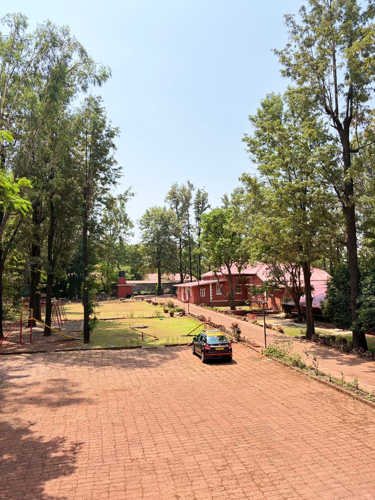 Open parking court and hotel grounds